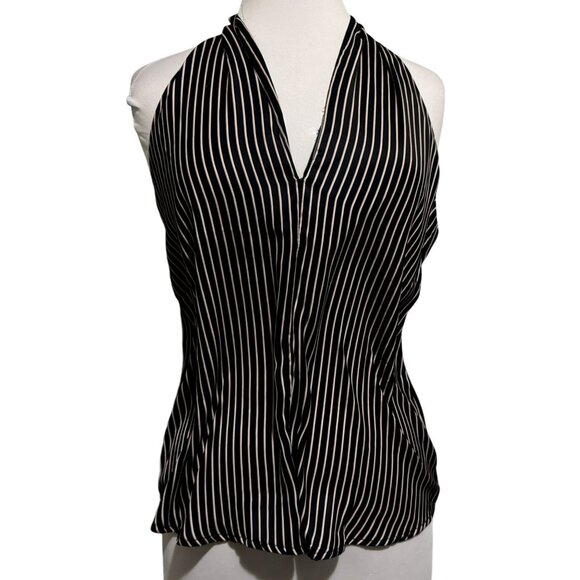 Bishop + Young Dakota Silky Black Striped V Neck Racerback Top Sz S Trendy - Picture 3 of 9
